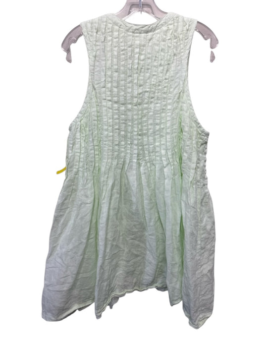 By Anthropologie Size L Mint Green Linen Sleeveless Pleat Detail Tank Dress Mint Green / L