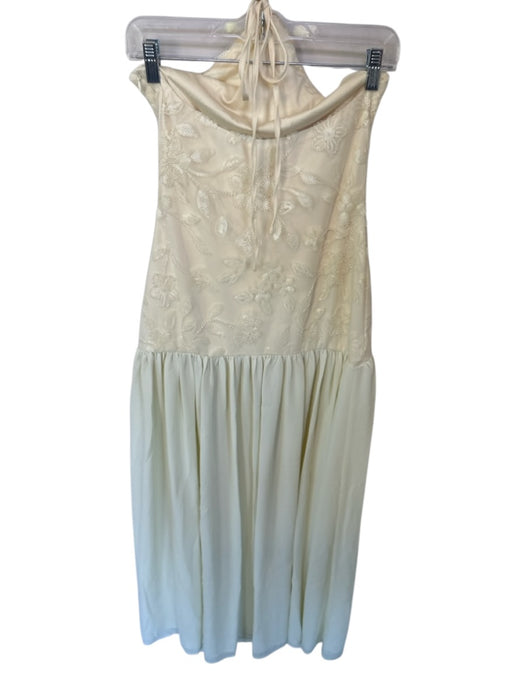Peppermayo Size 2 Butter Yellow Polyester Halter Neck Beaded Pleated Gown Butter Yellow / 2