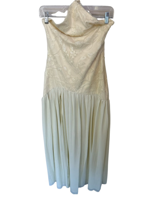 Peppermayo Size 2 Butter Yellow Polyester Halter Neck Beaded Pleated Gown Butter Yellow / 2