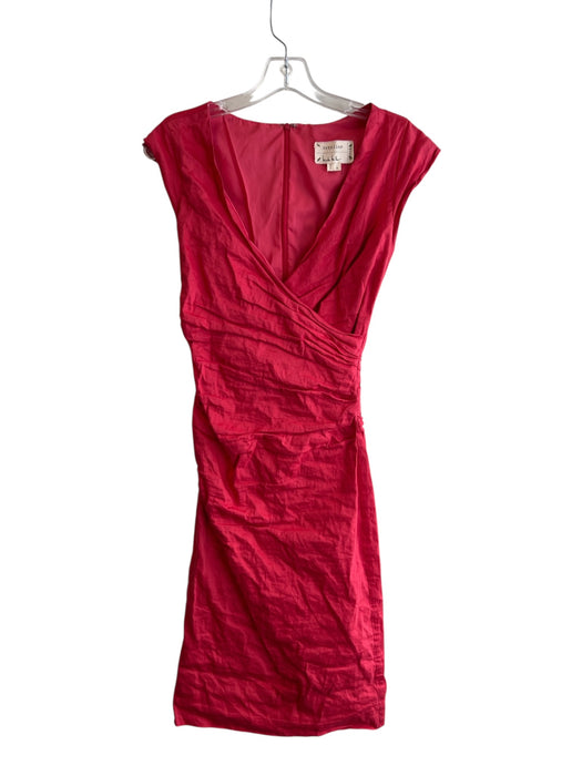 Artelier Size 8 Pink Cotton V Neck solid color Sleeveless Back Zip Dress Pink / 8