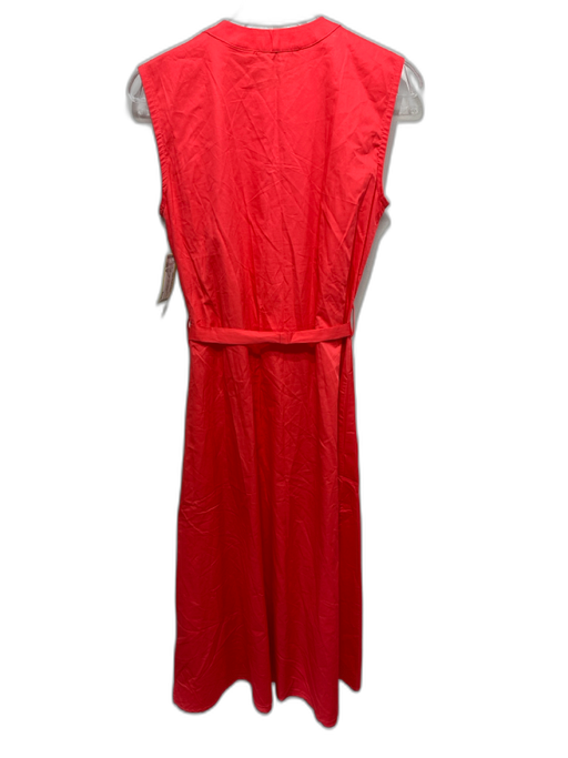 Kasia Size M Coral Orange Cotton Sleeveless Buttons Midi Dress Coral Orange / M