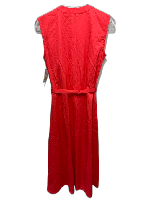 Kasia Size M Coral Orange Cotton Sleeveless Buttons Midi Dress Coral Orange / M