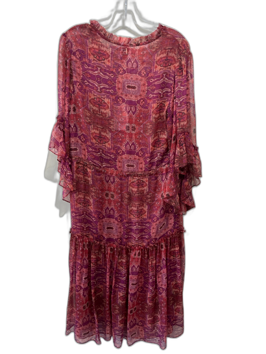 Misa Size XS purple & orange Polyester 1/2 Bell Sleeve Abstract Print Midi Dress purple & orange / XS