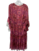 Misa Size XS purple & orange Polyester 1/2 Bell Sleeve Abstract Print Midi Dress purple & orange / XS