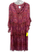 Misa Size XS purple & orange Polyester 1/2 Bell Sleeve Abstract Print Midi Dress purple & orange / XS