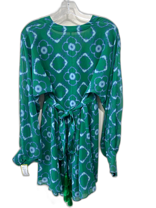 Alexis Size S Green & Blue Polyester Long puff sleeve Abstract Print Dress Green & Blue / S