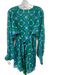 Alexis Size S Green & Blue Polyester Long puff sleeve Abstract Print Dress Green & Blue / S