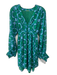 Alexis Size S Green & Blue Polyester Long puff sleeve Abstract Print Dress Green & Blue / S