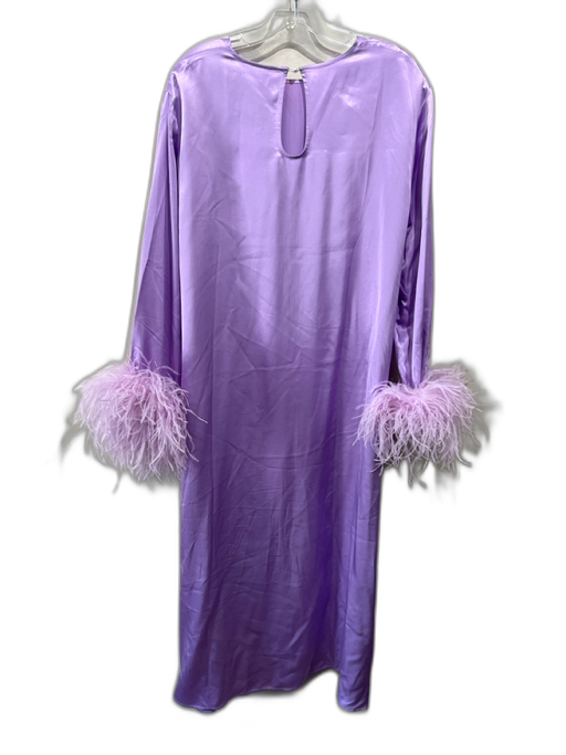 Sleeper Size XL Lavender Purple Viscose Satin Ostrich Feathers Long Sleeve Dress Lavender Purple / XL