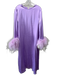 Sleeper Size XL Lavender Purple Viscose Satin Ostrich Feathers Long Sleeve Dress Lavender Purple / XL