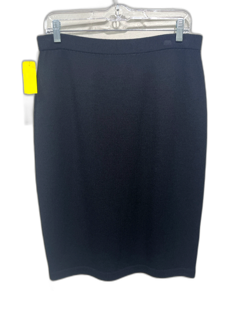 St John Basics Size 10 Black Wool Blend Elastic Waist Knit Pencil Skirt Black / 10