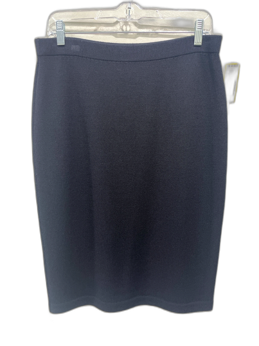 St John Basics Size 10 Black Wool Blend Elastic Waist Knit Pencil Skirt Black / 10