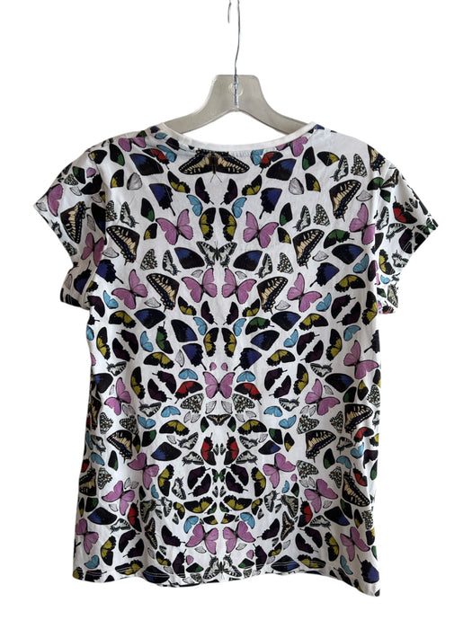 Phillip Plein Couture Size Large White & Multi Cotton Short Sleeve Top White & Multi / Large