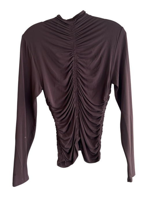 A.L.C. Size Large Chocolate Viscose Long Sleeve Ruched high neck Top Chocolate / Large