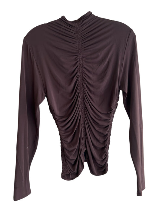 A.L.C. Size Large Chocolate Viscose Long Sleeve Ruched high neck Top Chocolate / Large