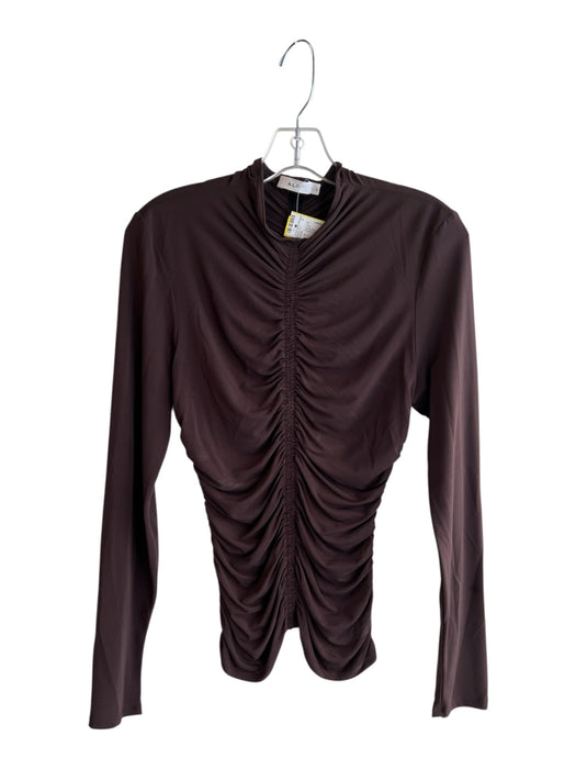 A.L.C. Size Large Chocolate Viscose Long Sleeve Ruched high neck Top Chocolate / Large