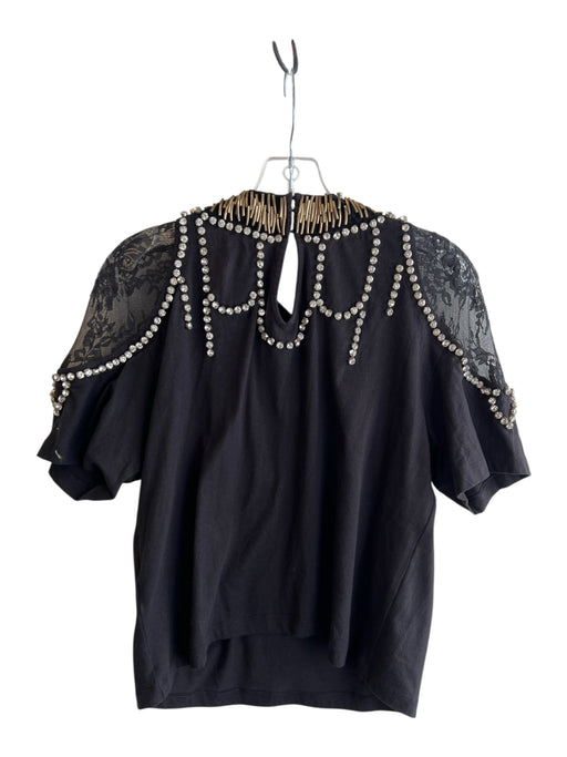 AO.LA by Alice & Olivia Size Medium Black Cotton Embellished Chains Graphics Top Black / Medium