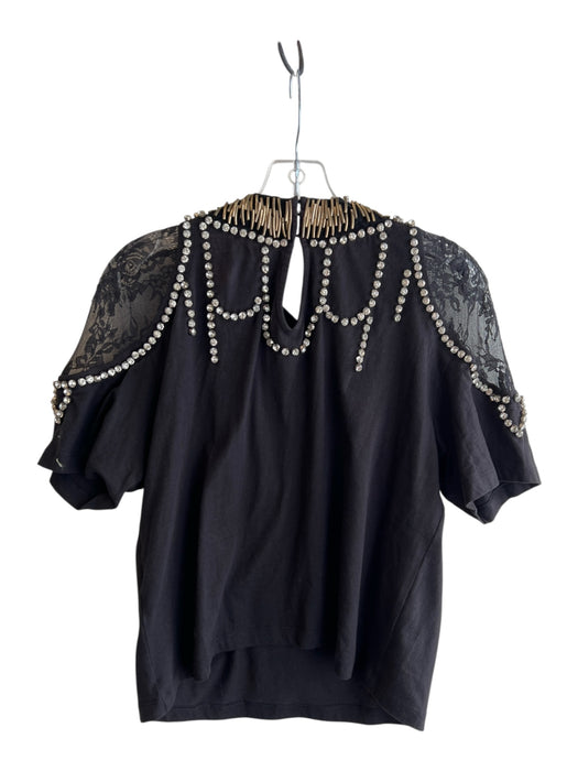 AO.LA by Alice & Olivia Size Medium Black Cotton Embellished Chains Graphics Top Black / Medium