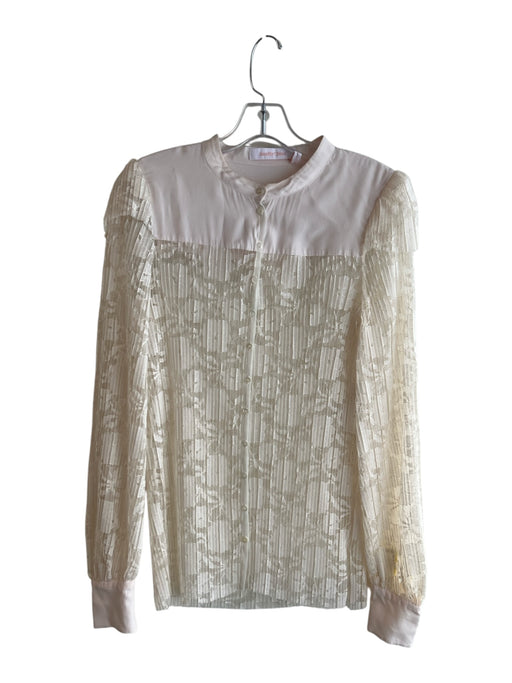 See By Chloe Size 40 Ivory Polyester Button Down Long Sleeve Sheer Top Ivory / 40