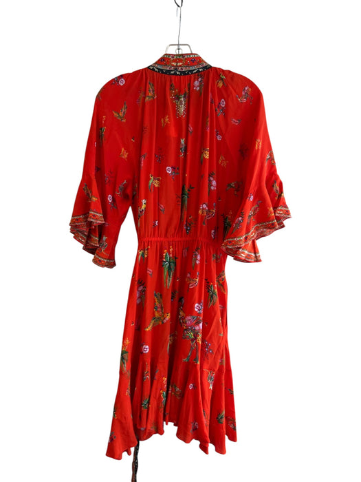 Camilla Size Est M Red & Multi Silk All Over Print Wrap Half Sleeve Dress Red & Multi / Est M