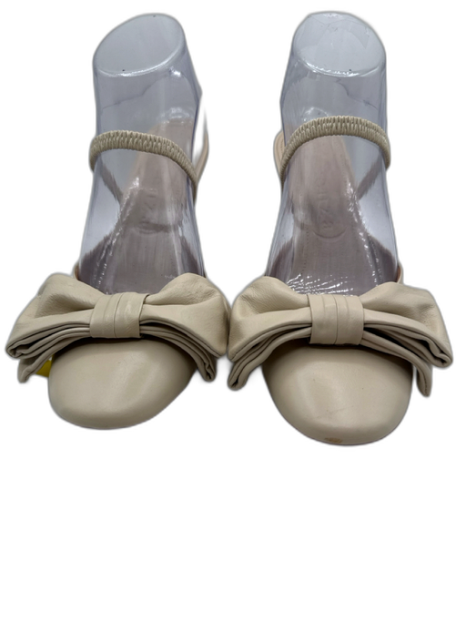 Vicenza Shoe Size 36 Beige Leather Bow detail Round Toe Pumps Beige / 36
