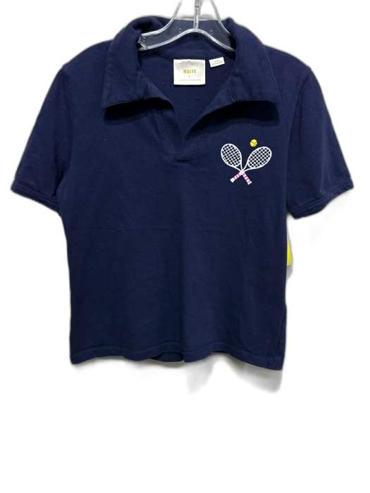 Maeve Size M Navy Blue Cotton Short Sleeve Tennis rackets Polo Top Navy Blue / M