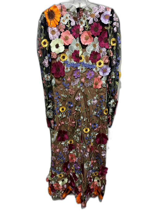 Elliatt Size M Brown, Pink, Multi Polyamide Floral Embroidered Dress Brown, Pink, Multi / M