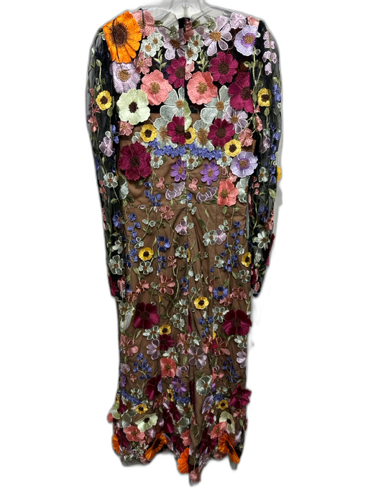 Elliatt Size M Brown, Pink, Multi Polyamide Floral Embroidered Dress Brown, Pink, Multi / M