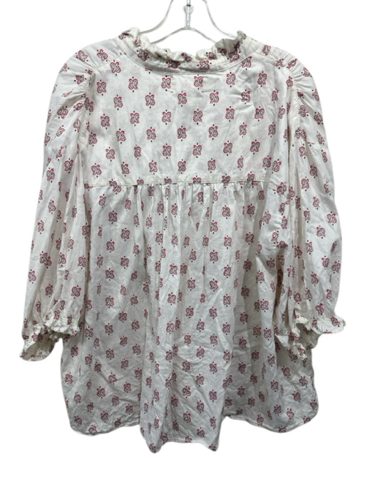 XiRENA Size XL White, Red, Black Cotton Paisley Puff Sleeve Top White, Red, Black / XL