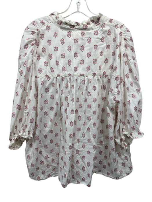 XiRENA Size XL White, Red, Black Cotton Paisley Puff Sleeve Top White, Red, Black / XL
