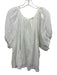 Doen Size XXL White Cotton Semi Sheer Puff Sleeve Button Down Top White / XXL