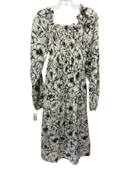 Mille Resort & Travel Size L Beige & Black Cotton Smocked Bodice Maxi Dress Beige & Black / L