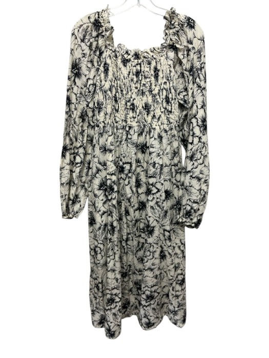 Mille Resort & Travel Size L Beige & Black Cotton Smocked Bodice Maxi Dress Beige & Black / L