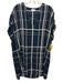 Vince Size L Navy Blue, Cream, Black Silk Plaid Cap Sleeve Shift Dress Navy Blue, Cream, Black / L