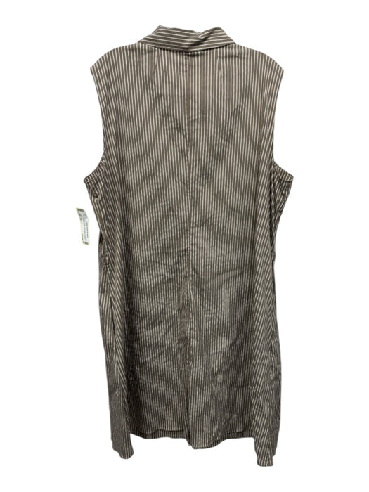 Theory Size 18 Brown & White Cotton Blend Sleeveless Pinstripe Button Down Dress Brown & White / 18