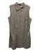 Theory Size 18 Brown & White Cotton Blend Sleeveless Pinstripe Button Down Dress Brown & White / 18