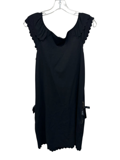 Red Valentino Size M Black Viscose Blend scallop trim Zip Pocket Dress Black / M