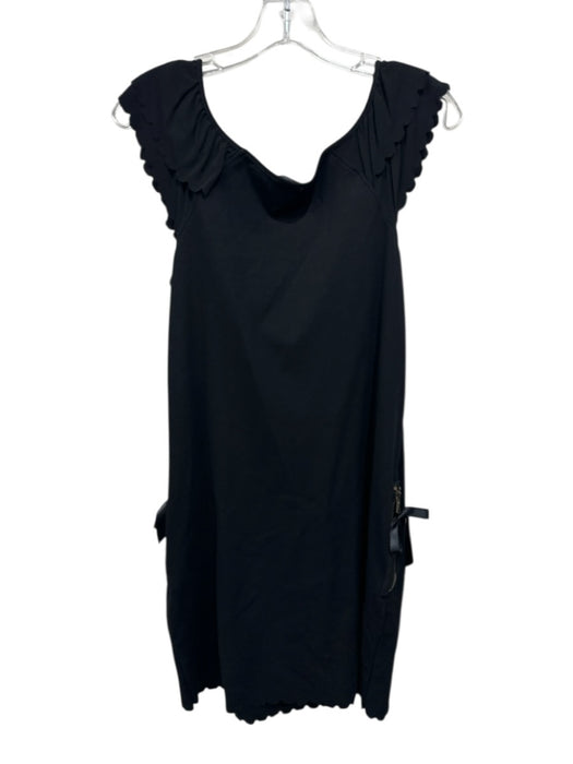 Red Valentino Size M Black Viscose Blend scallop trim Zip Pocket Dress Black / M