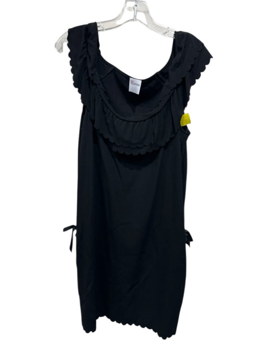 Red Valentino Size M Black Viscose Blend scallop trim Zip Pocket Dress Black / M