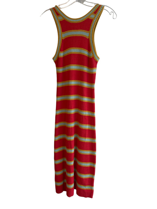 Mother Size Small Red, Teal & Gold Cotton Blend Ribbed Knit Sleeveless Dress Red, Teal & Gold / Small