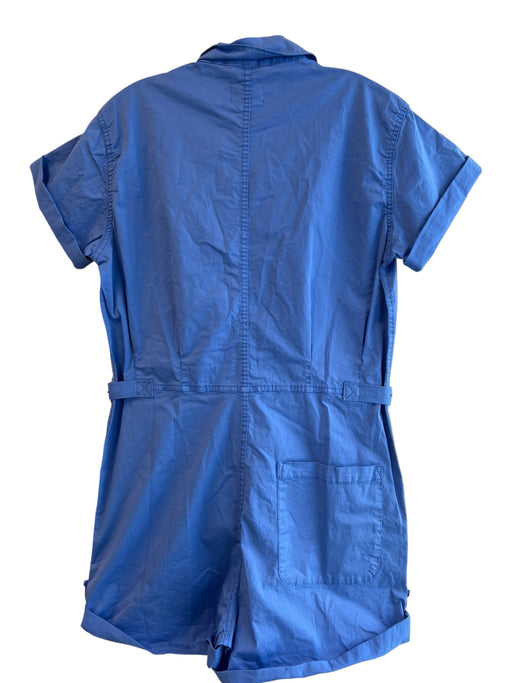 Pistola Size Small Azure Blue Cotton Collared Button Down Short Sleeve Romper Azure Blue / Small