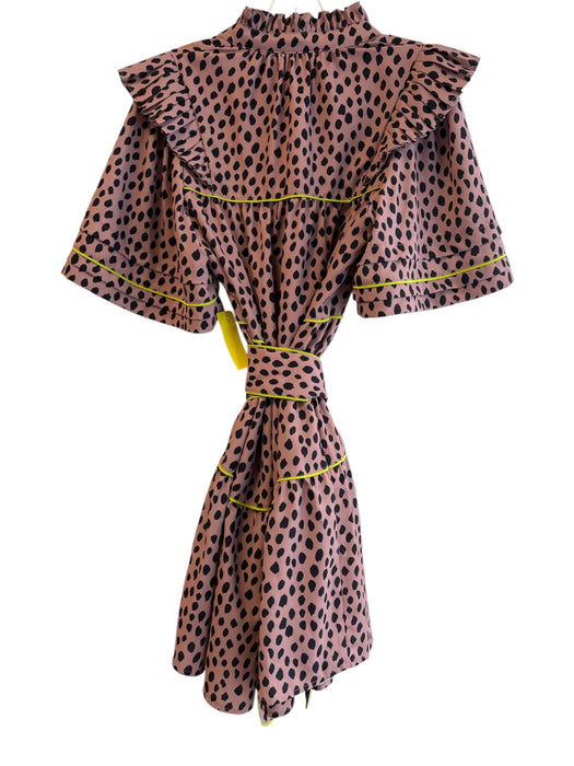 Crosby Size XS Mauve & Black Polyester Animal Print Belt Half Sleeve Dress Mauve & Black / XS