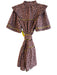 Crosby Size XS Mauve & Black Polyester Animal Print Belt Half Sleeve Dress Mauve & Black / XS