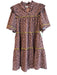 Crosby Size XS Mauve & Black Polyester Animal Print Belt Half Sleeve Dress Mauve & Black / XS