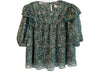 By Anthropologie Size XS Green & Multi Polyester Floral Half Sleeve Top Green & Multi / XS