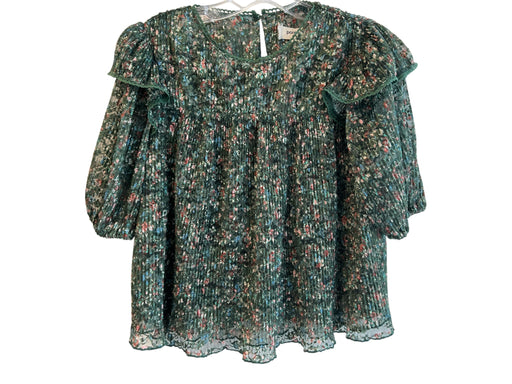 By Anthropologie Size XS Green & Multi Polyester Floral Half Sleeve Top Green & Multi / XS