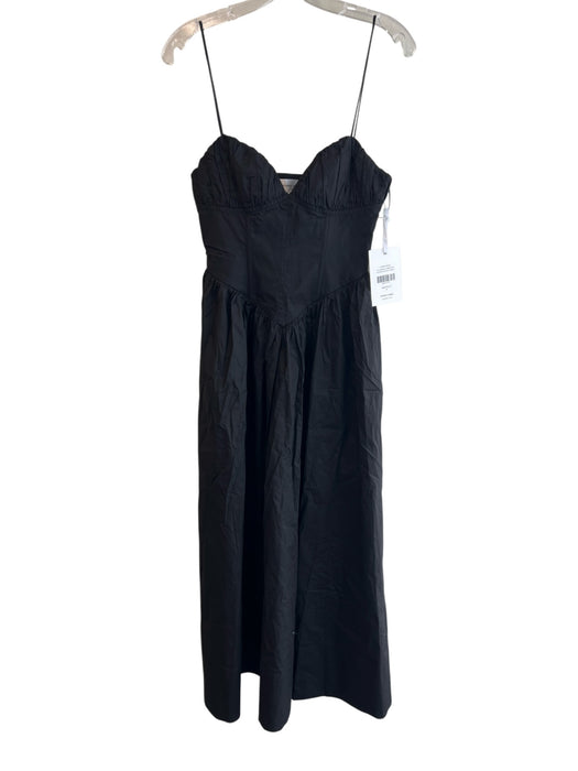 Ronny Kobo Size S Black 100% Cotton Spaghetti Strap Bustier Waist Gathered Dress Black / S