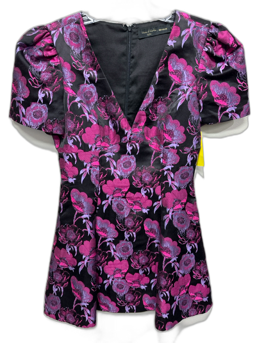 House of Harlow x Revolve Size XS Black & Purple Cotton & Polyester Floral Dress Black & Purple / XS