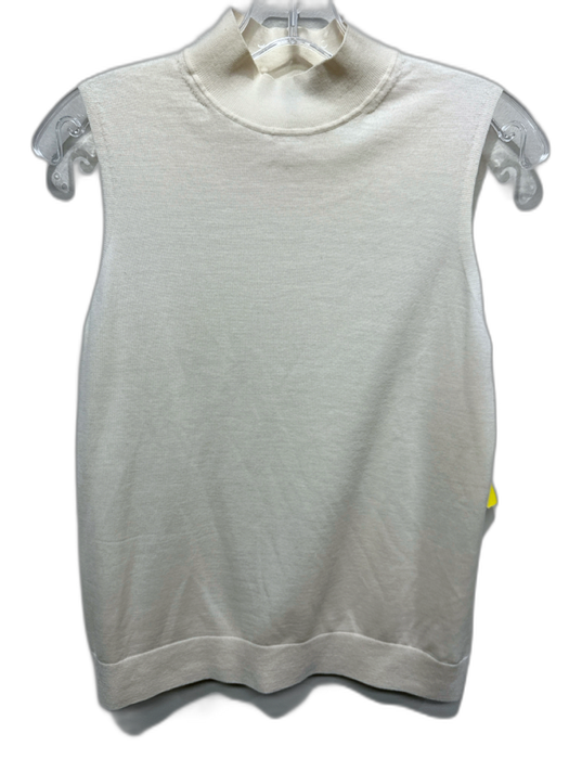 Theory Size M Cream White Wool Blend Sleeveless Turtleneck Stretch Top Cream White / M