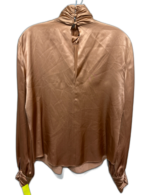 Cinq a Sept Size M Orange Silk Long Sleeve Turtleneck Button Cuff Top Orange / M